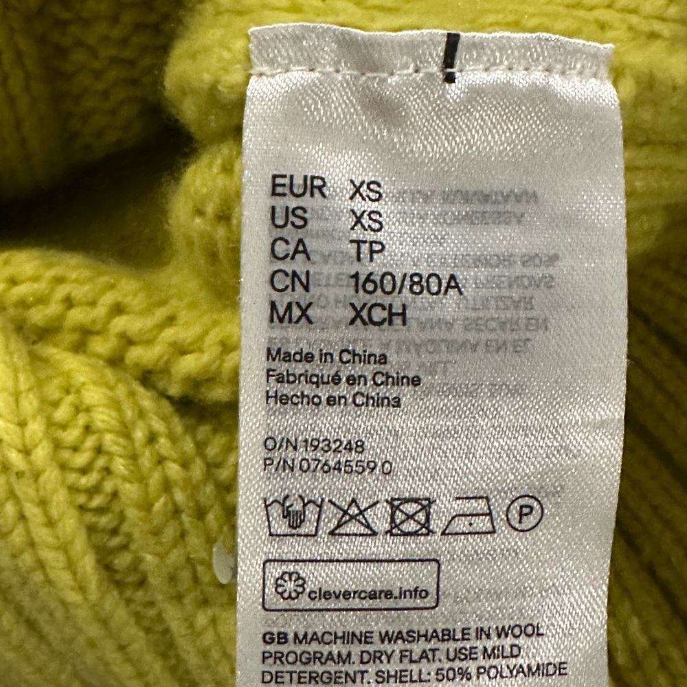 H&M Neon Yellow Cable Knit Wool
Blend Sweater Jumper Size XS - Picture 2 of 12